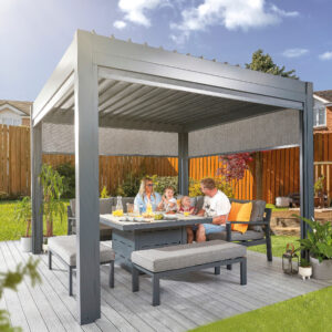 Hex Living 4m x 3m Marchington Aluminium Pergola With LED Lighting System - Grey