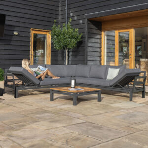 MZ Oslo 7 Seater Aluminium Corner Sofa - Grey