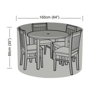 Premium Super Tough 4 Seater Round Furniture Set Cover - Black