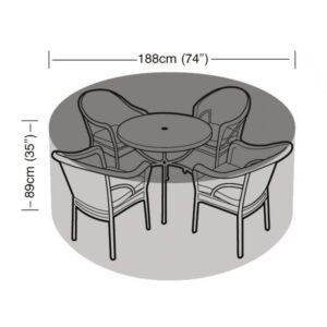 Premium Super Tough 4-6 Seater Round Furniture Set Cover - Black