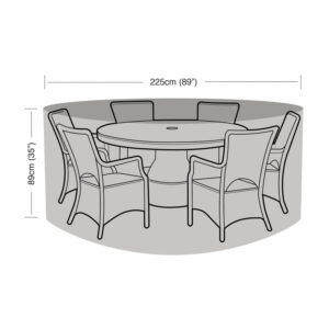 Premium Super Tough 6 Seater Round Furniture Set Cover - Black