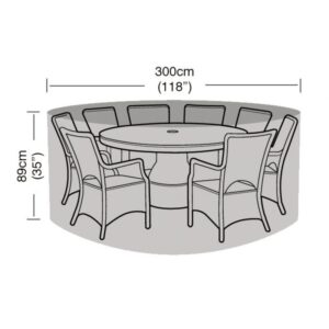 Premium Super Tough 8 Seater Round Furniture Set Cover - Black