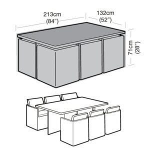 Premium Super Tough 6 Seater Rectangular Cube Set Cover - Black
