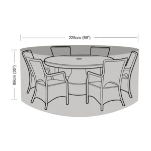 Super Tough 6 Seater Round Furniture Set Cover - Black